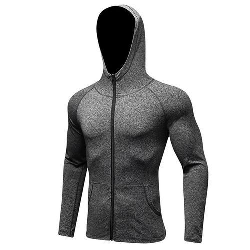Men's Fashion Running Sports Jacket,Long Sleeve Sports Hoodie（Gray）