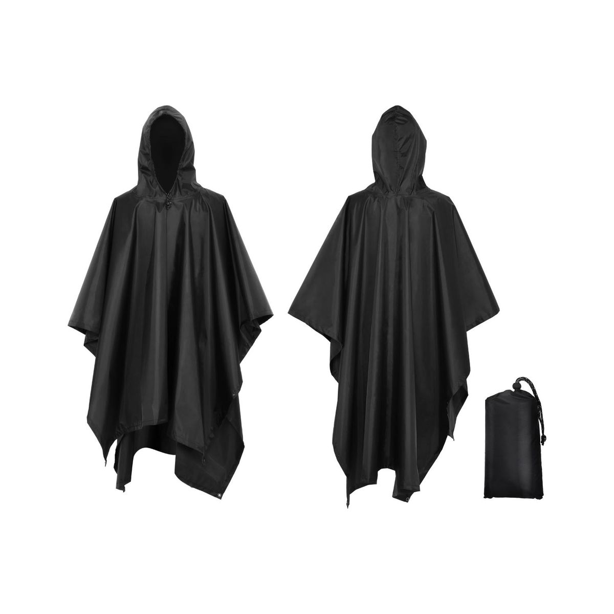 3-in-1 Waterproof Rain Poncho Lightweight Hooded Rain Coat Picnic Mat Blanket Sun Shelter for Outdoor Camping Hiking Cycling Climbing
