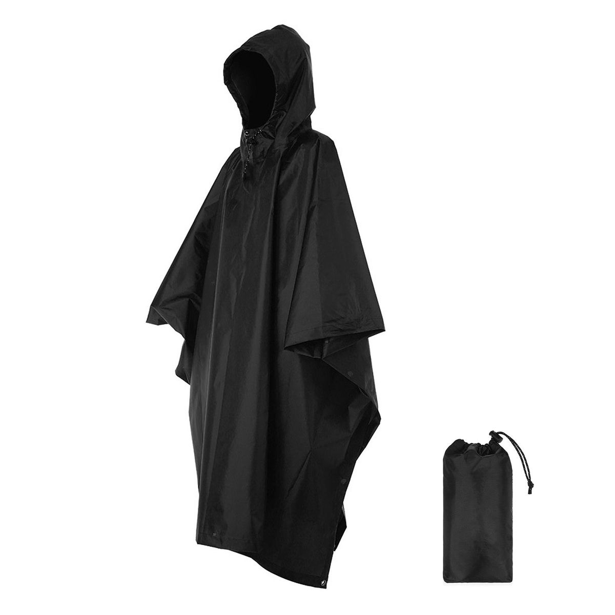 3-in-1 Waterproof Rain Poncho Lightweight Hooded Rain Coat Picnic Mat Blanket Sun Shelter for Outdoor Camping Hiking Cycling Climbing