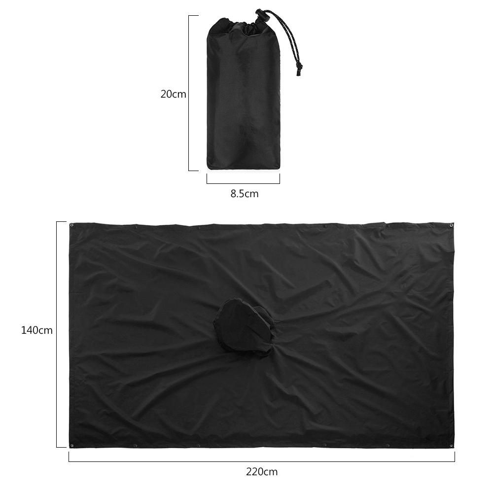 3-in-1 Waterproof Rain Poncho Lightweight Hooded Rain Coat Picnic Mat Blanket Sun Shelter for Outdoor Camping Hiking Cycling Climbing