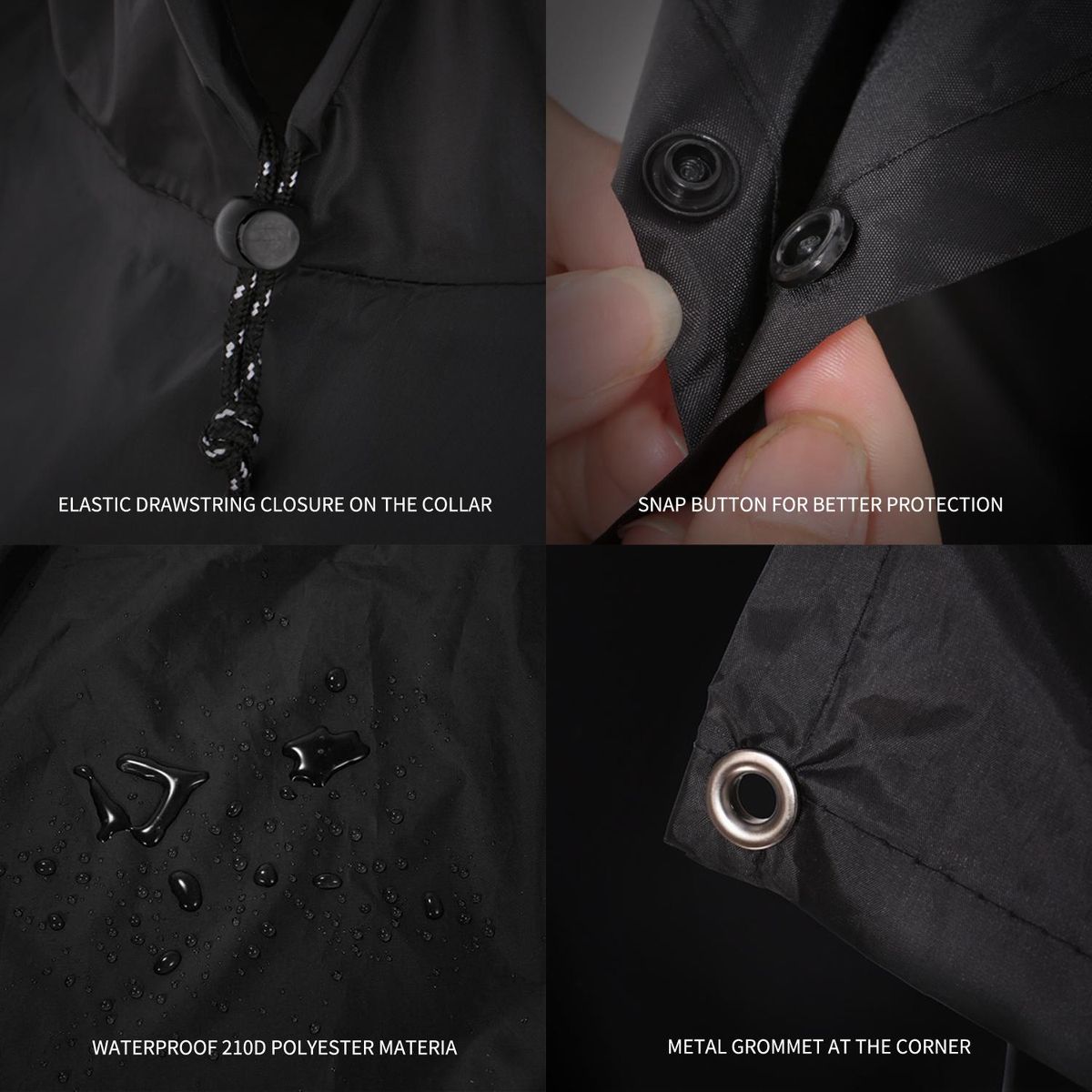 3-in-1 Waterproof Rain Poncho Lightweight Hooded Rain Coat Picnic Mat Blanket Sun Shelter for Outdoor Camping Hiking Cycling Climbing