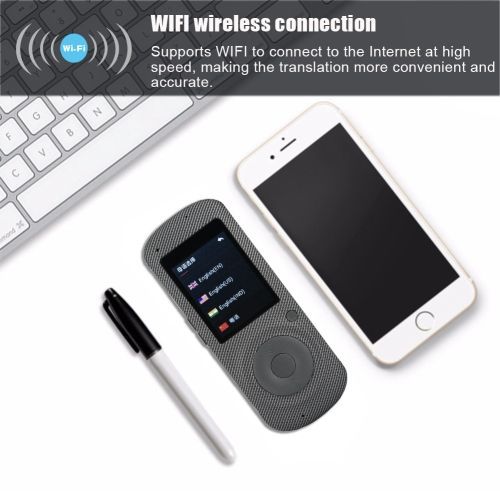 Portable Voice Translator 2.4in Screen Intelligent Real Time WIFI 37 Language Translation Travel Translator Builtin HIFI Speaker DJLAB