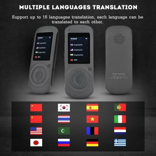 Portable Voice Translator 2.4in Screen Intelligent Real Time WIFI 37 Language Translation Travel Translator Builtin HIFI Speaker DJLAB