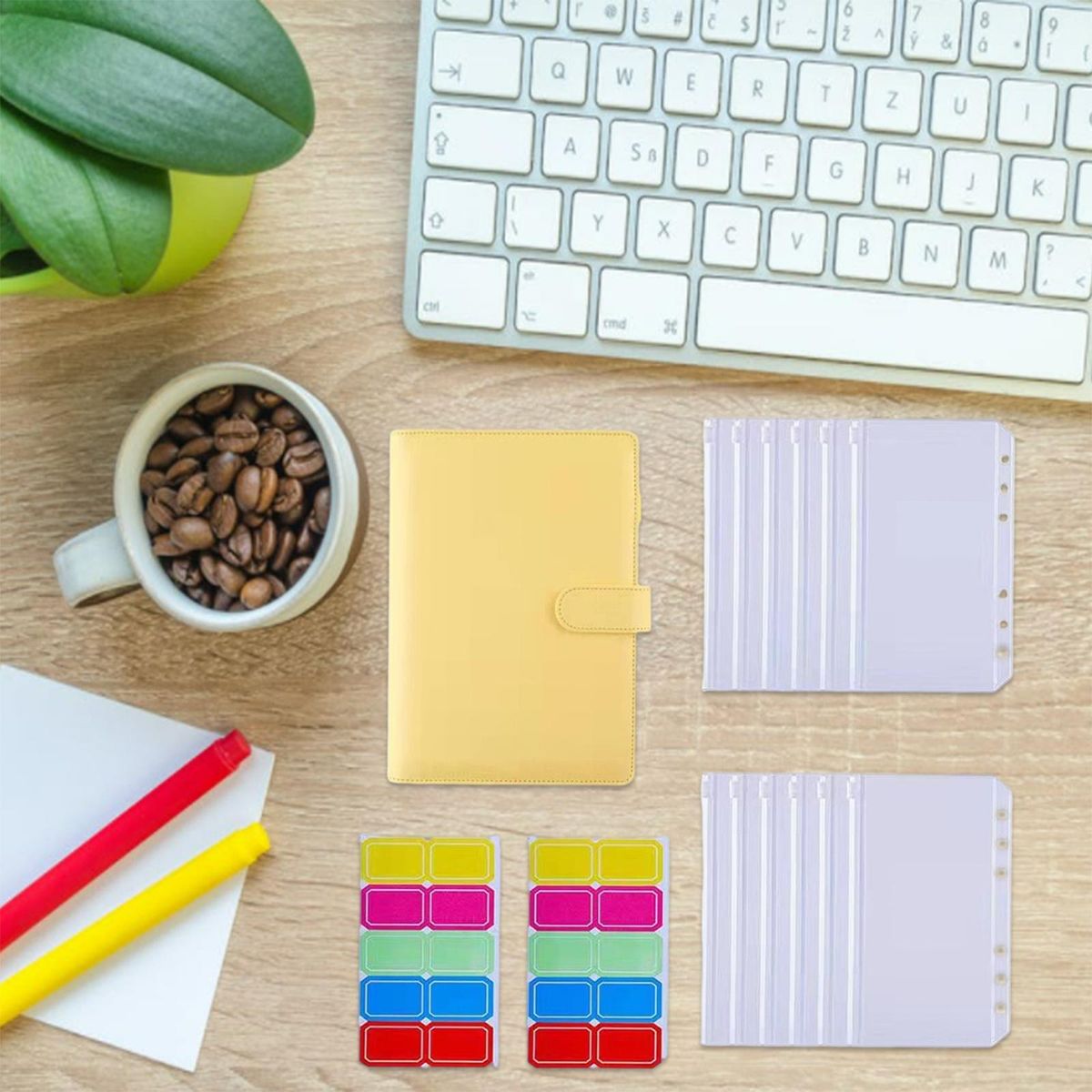 Budget Binder With Cash Envelopes, Leather A6 Money Saving Yellow