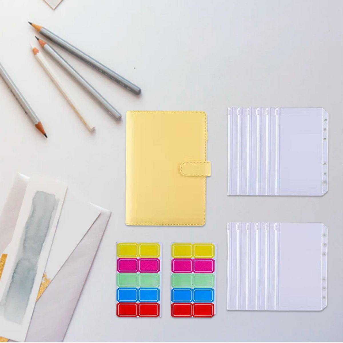 Budget Binder With Cash Envelopes, Leather A6 Money Saving Yellow
