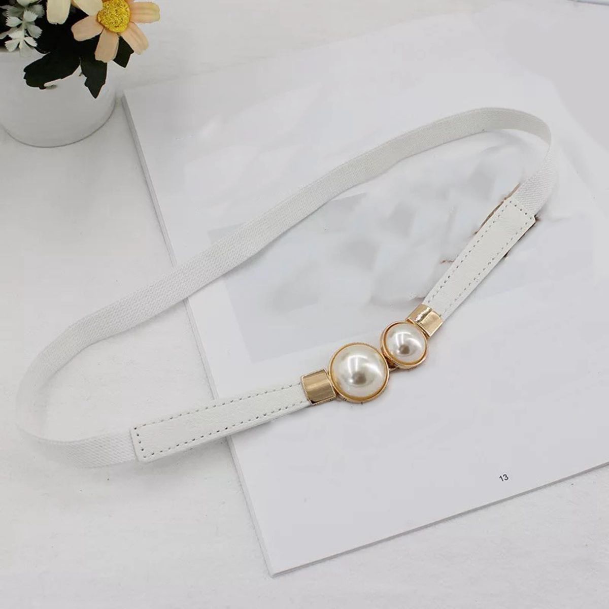 Elastic Ladies Belt Chain Waist Wedding Dress White
