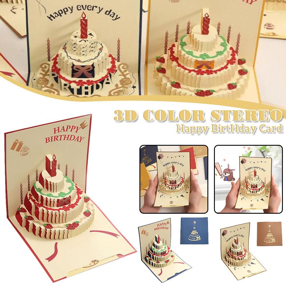 Birthday 3D Greeting Card Foldable Congratulation Postcard