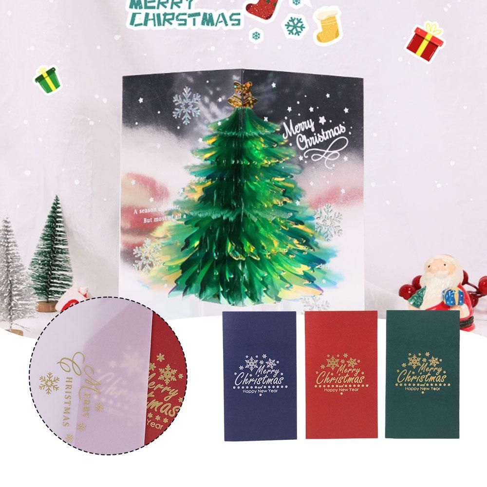 Tree Pattern 3D Christmas Card Foldable Congratulation