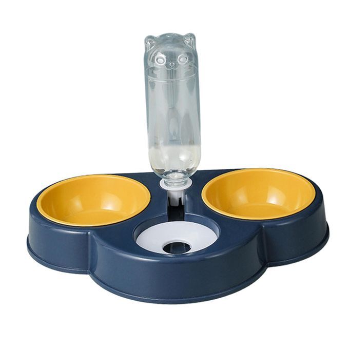 500ml Cat Dog Automatic Gravity Waterer Dual Bowl Drinking Navy