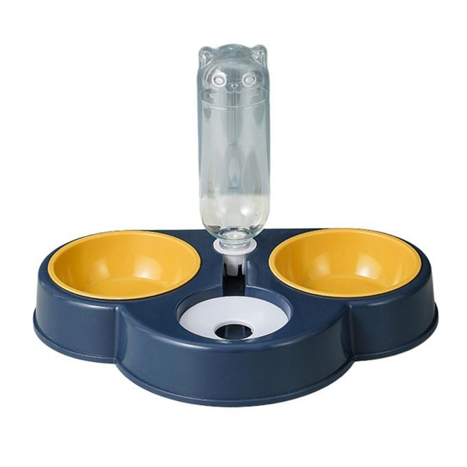 500ml Cat Dog Automatic Gravity Waterer Dual Bowl Drinking Navy