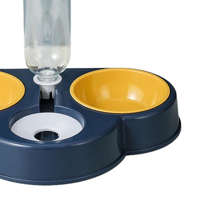 500ml Cat Dog Automatic Gravity Waterer Dual Bowl Drinking Navy