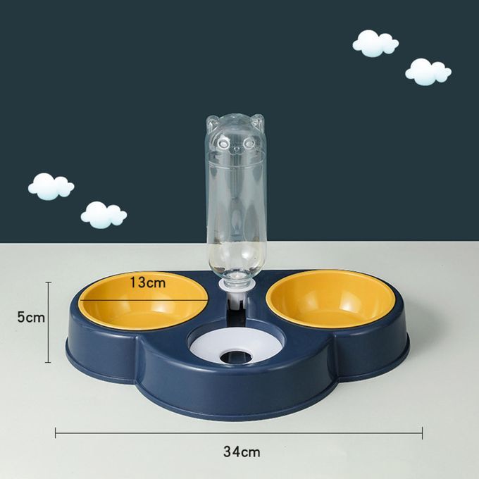 500ml Cat Dog Automatic Gravity Waterer Dual Bowl Drinking Navy