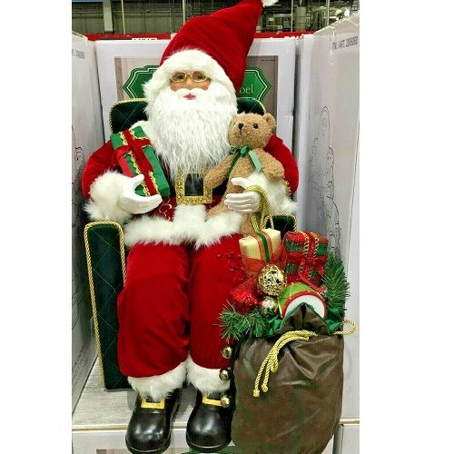 31 Inch (78 Cm) Traditional Sitting Fabric Santa In Chair