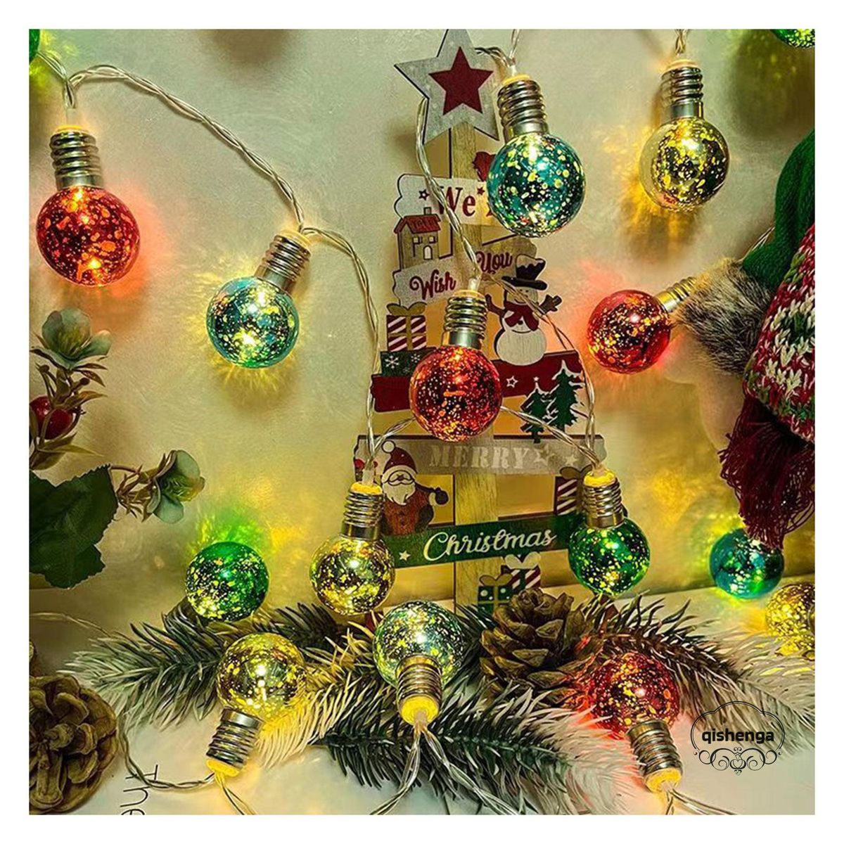Star/Ball/Bulb Hanging String Lights Xmas Festival Party