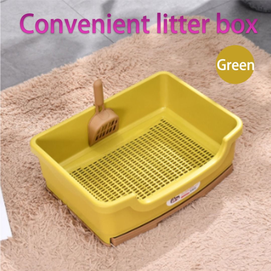 Pink/Green/Beige Large Cat Litter Box Drawer Style Kitten Litter Toilet Trainer Pot Tray-Green