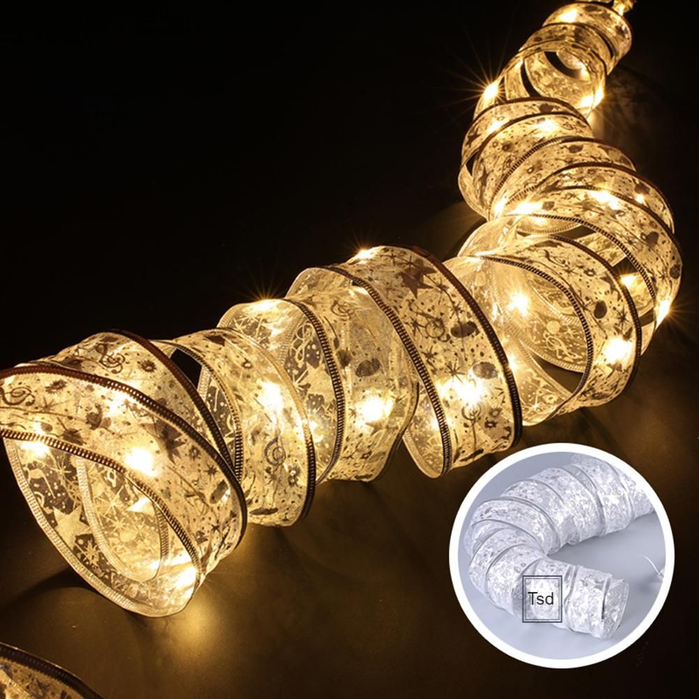2M Christmas Tree Decoration Ribbon Lights Xmas Festival