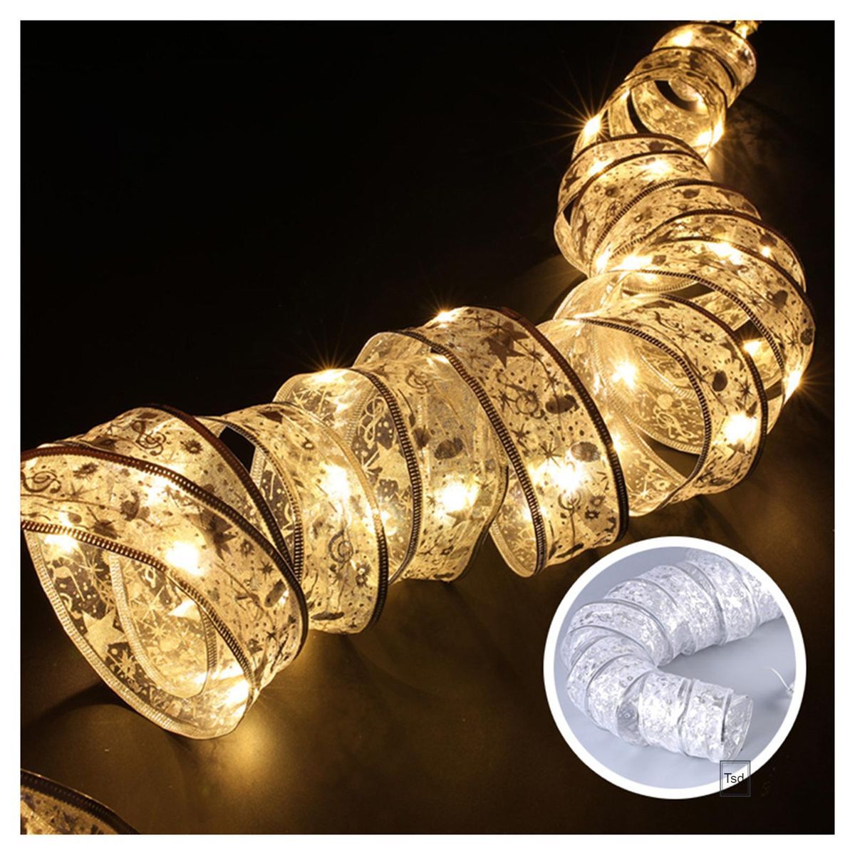 2M Christmas Tree Decoration Ribbon Lights Xmas Festival
