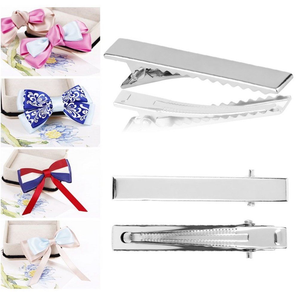 MT 20pcs 55mm Crocodile Alligator Teeth Clips Hair Bows Pinch DIY Accessories-Silver