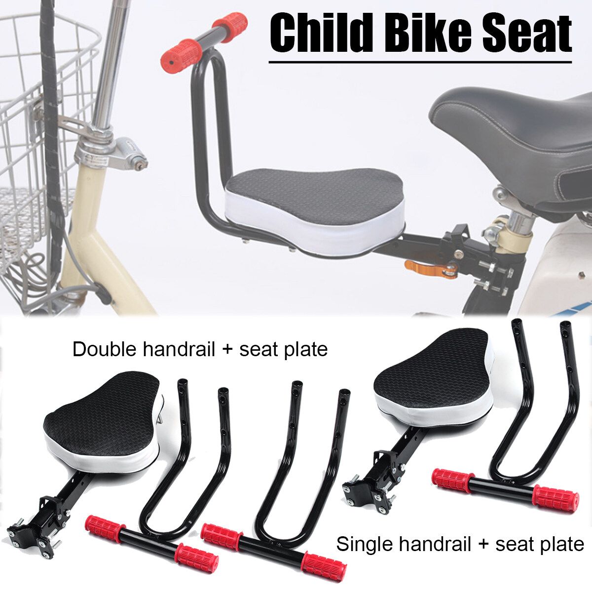 Child Bike Seat Foldable & Ultralight Front Mount Baby Kids' Bicycle Carrier With Handrail Single Handrail