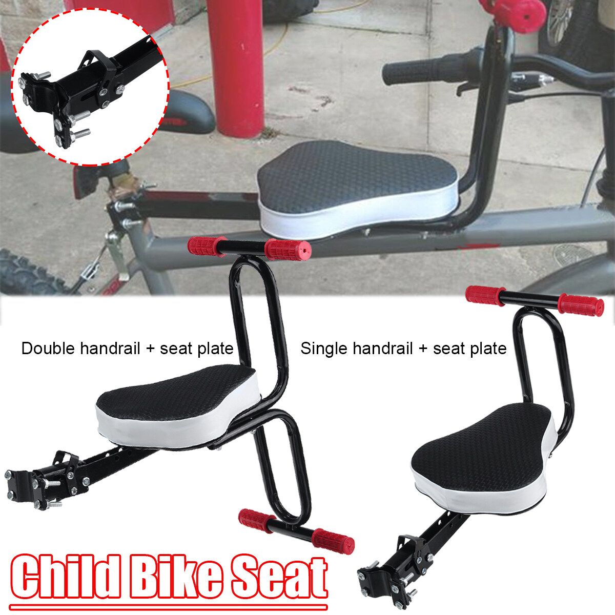 Child Bike Seat Foldable & Ultralight Front Mount Baby Kids' Bicycle Carrier With Handrail Single Handrail