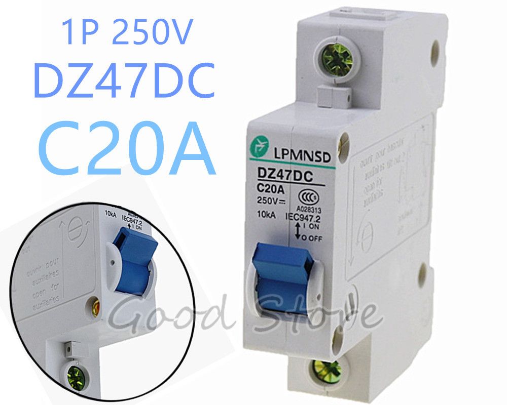 1P 20A 250V DZ47 DC Circuit Breaker MCB 1 Poles