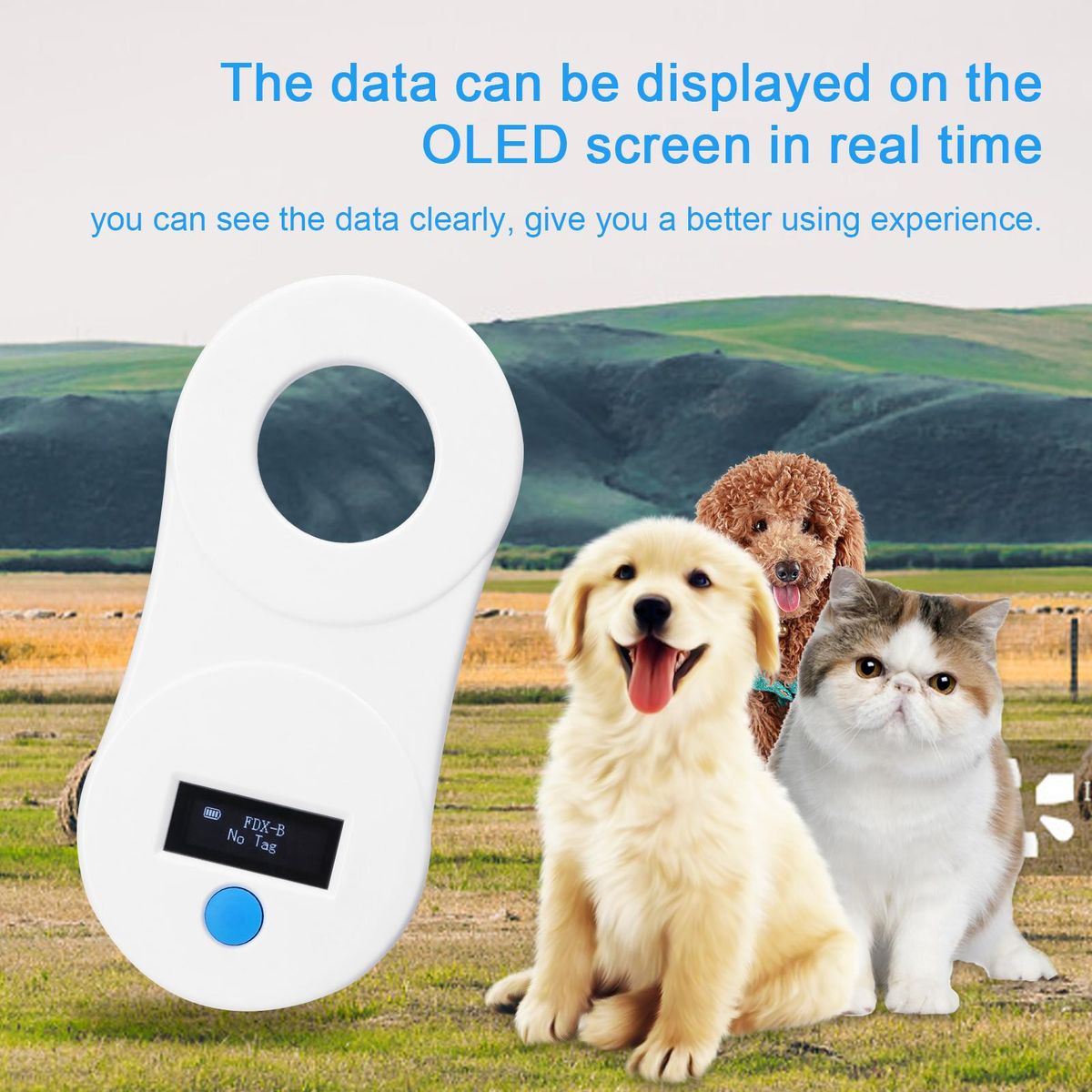 134.2KHz Animal Chip Scanner Handheld Portable Animal Chip Scanning Tool Poultry Pet Management Chip Scanner OLED Display for Chicken Duck Cats Dog Animal Identification