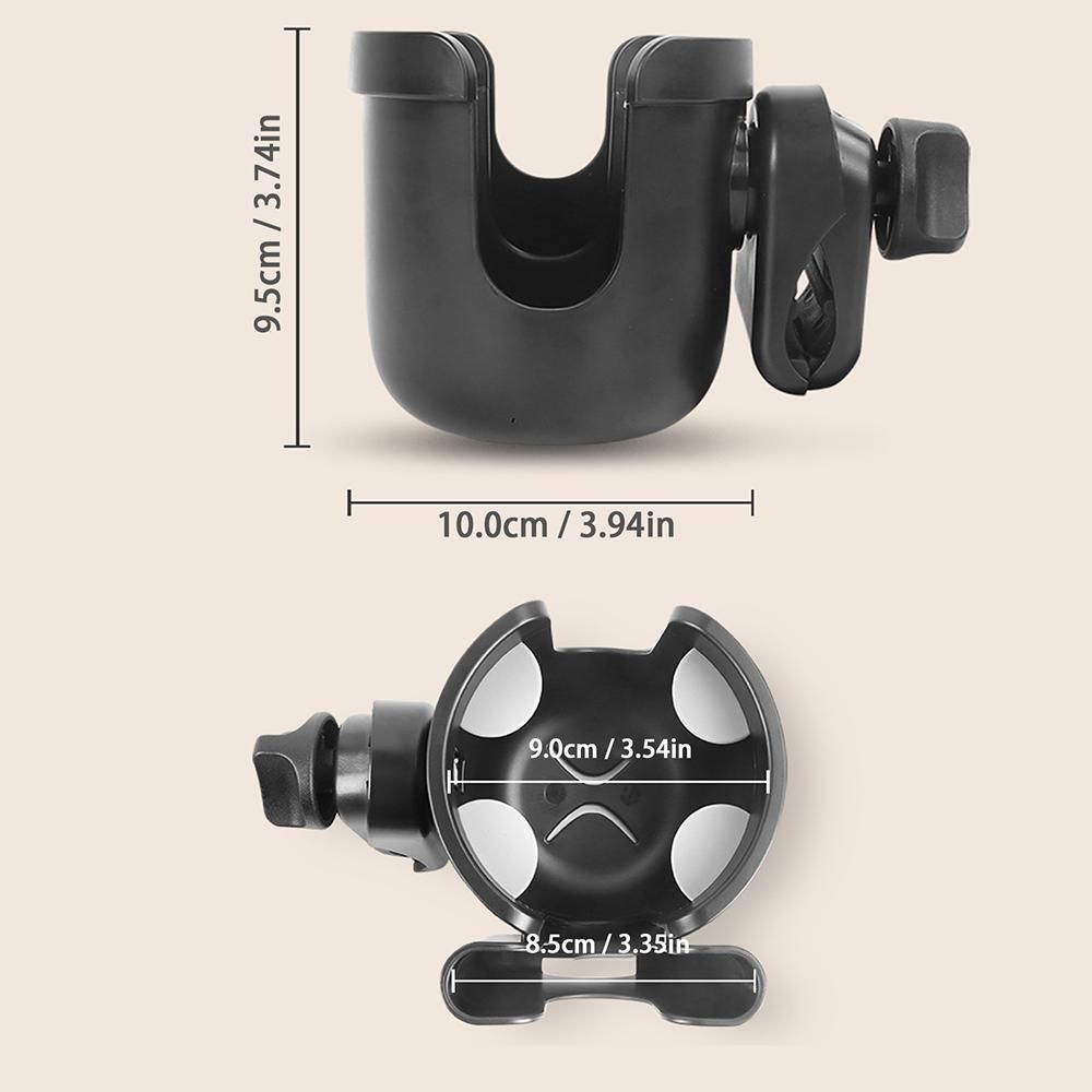 Stroller Cup Holder 2 in 1 Phone & Bottle Holder with Anti-slip Pad Universal Cup Holder Rack for Buggy with Adjustable Clamp