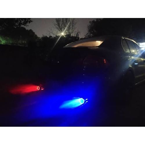 Original Car Universal LED Double Exhaust Muffler Blue & Red