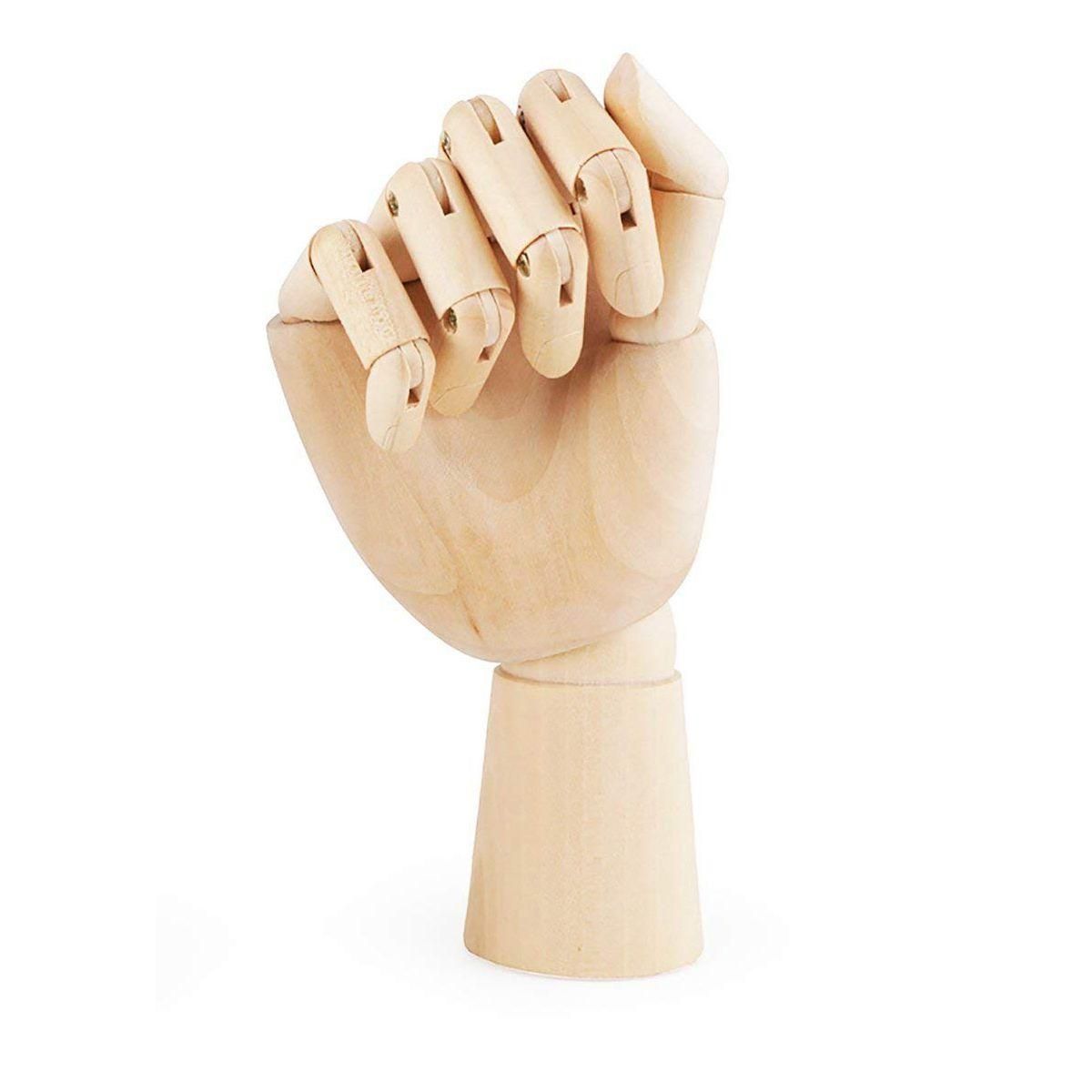 Wood Artist Drawing Manikin Articulated Mannequin with Wooden Flexible Fingers 10 inch Right Hand