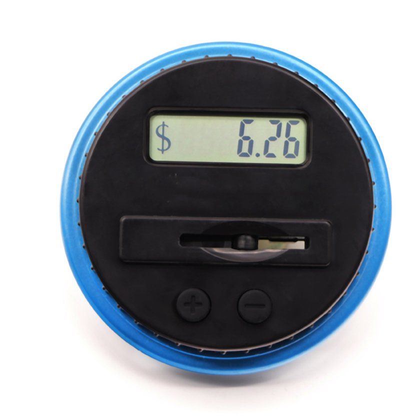Intelligent Ele Troni   Al Ulation Piggy   Oversized  Oin  Hange Money Box-blue+bla K+transparent