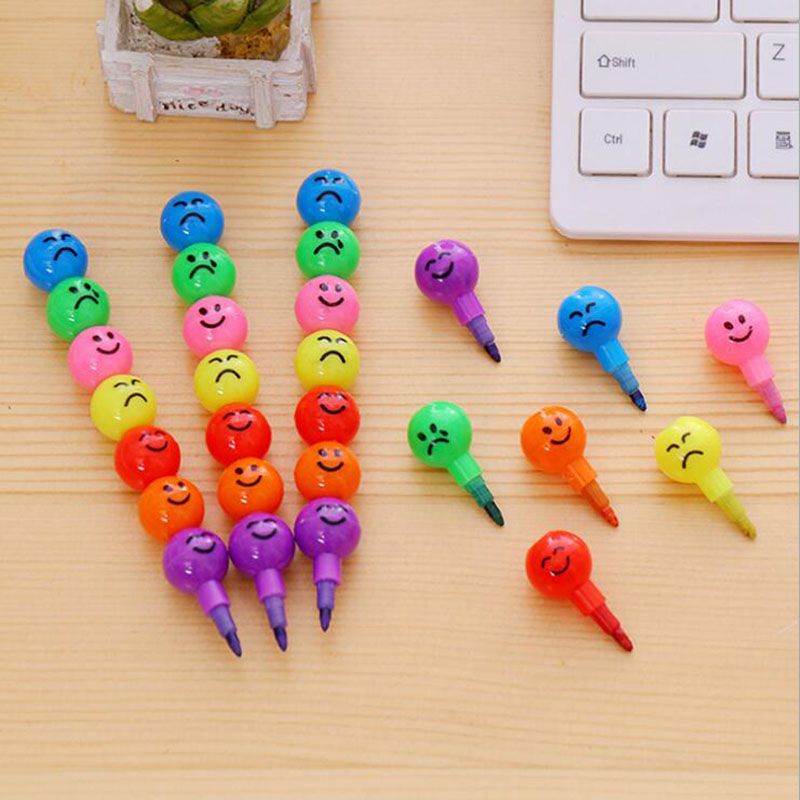 7 Colors Crayon Crayon Creative Cartoon Sugar Coated Smile