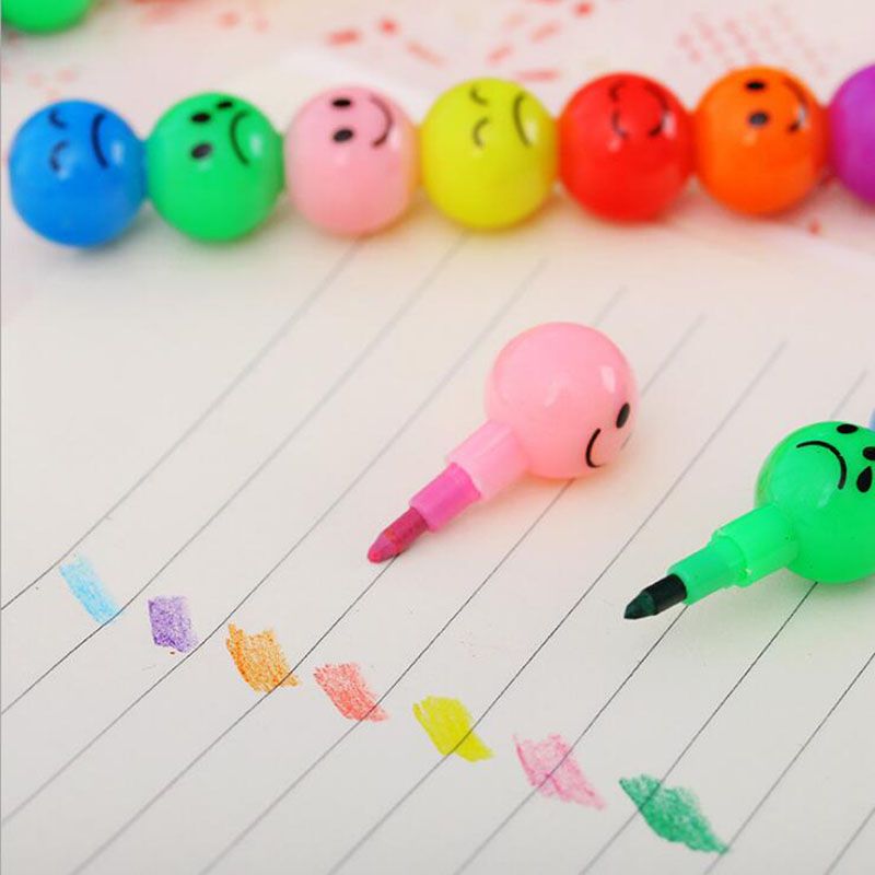7 Colors Crayon Crayon Creative Cartoon Sugar Coated Smile