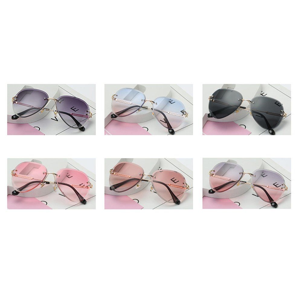 MT Rimless Sunglasses Women Gradient Shades Cutting Lens Ladies   Eyeglasses-Black Ash