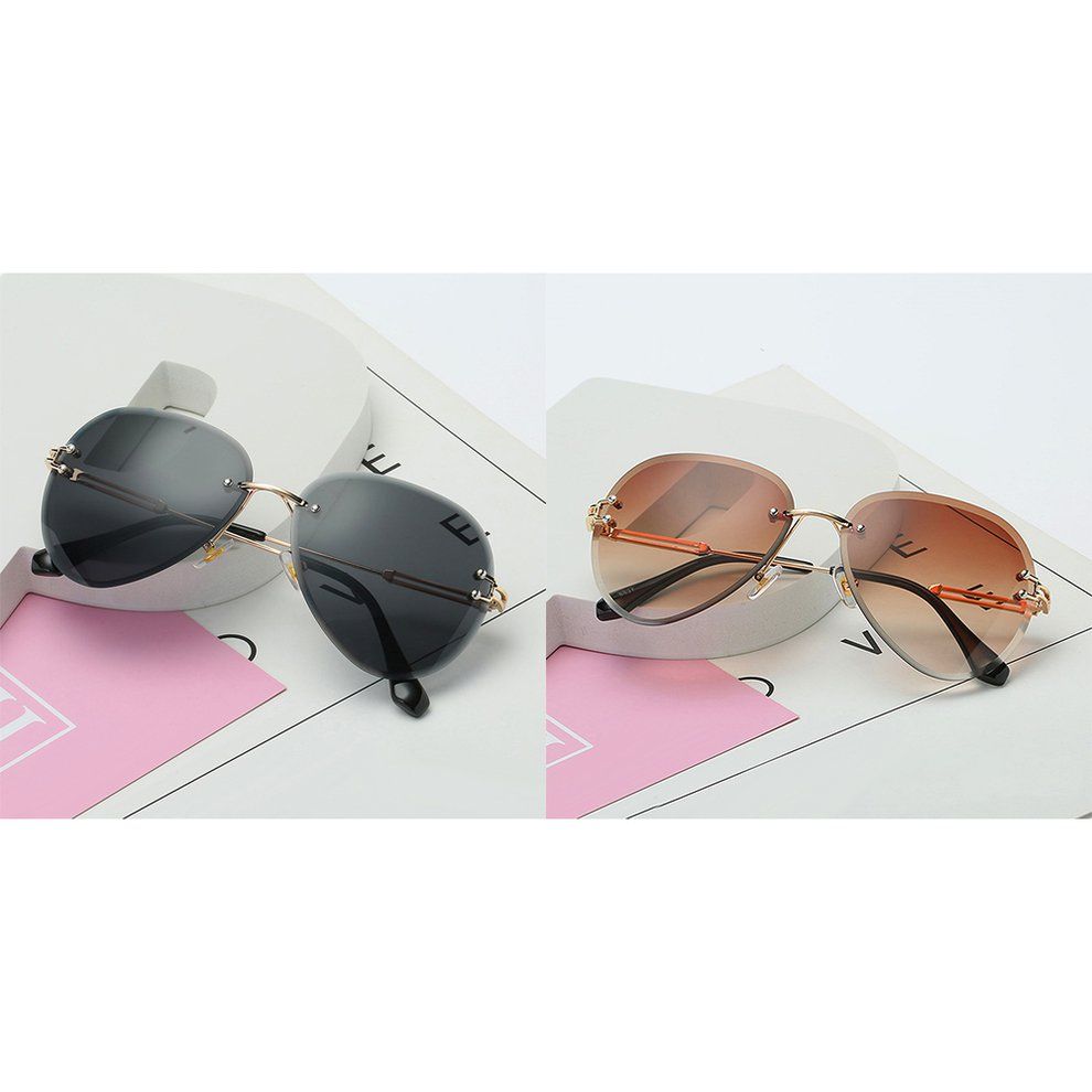 MT Rimless Sunglasses Women Gradient Shades Cutting Lens Ladies   Eyeglasses-Black Ash