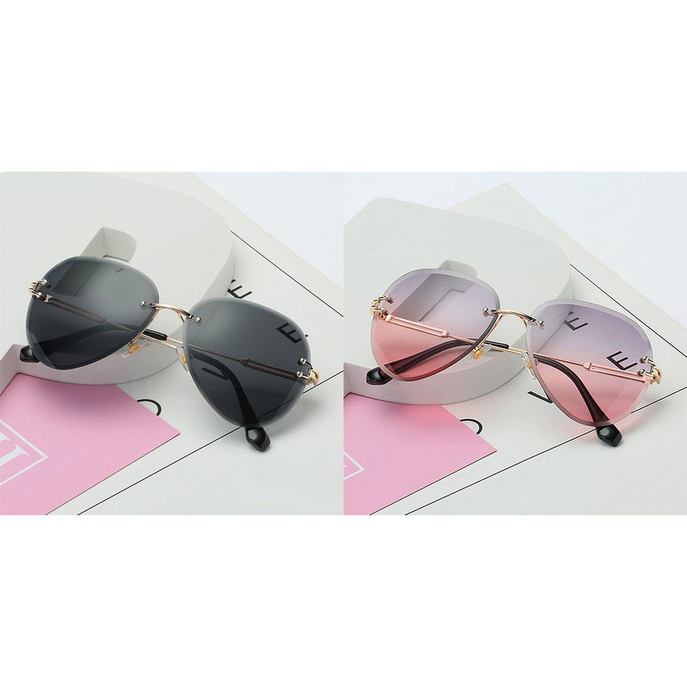 MT Rimless Sunglasses Women Gradient Shades Cutting Lens Ladies   Eyeglasses-Black Ash