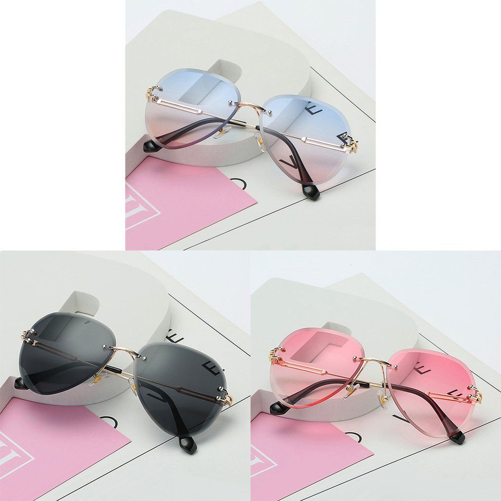 MT Rimless Sunglasses Women Gradient Shades Cutting Lens Ladies   Eyeglasses-Black Ash