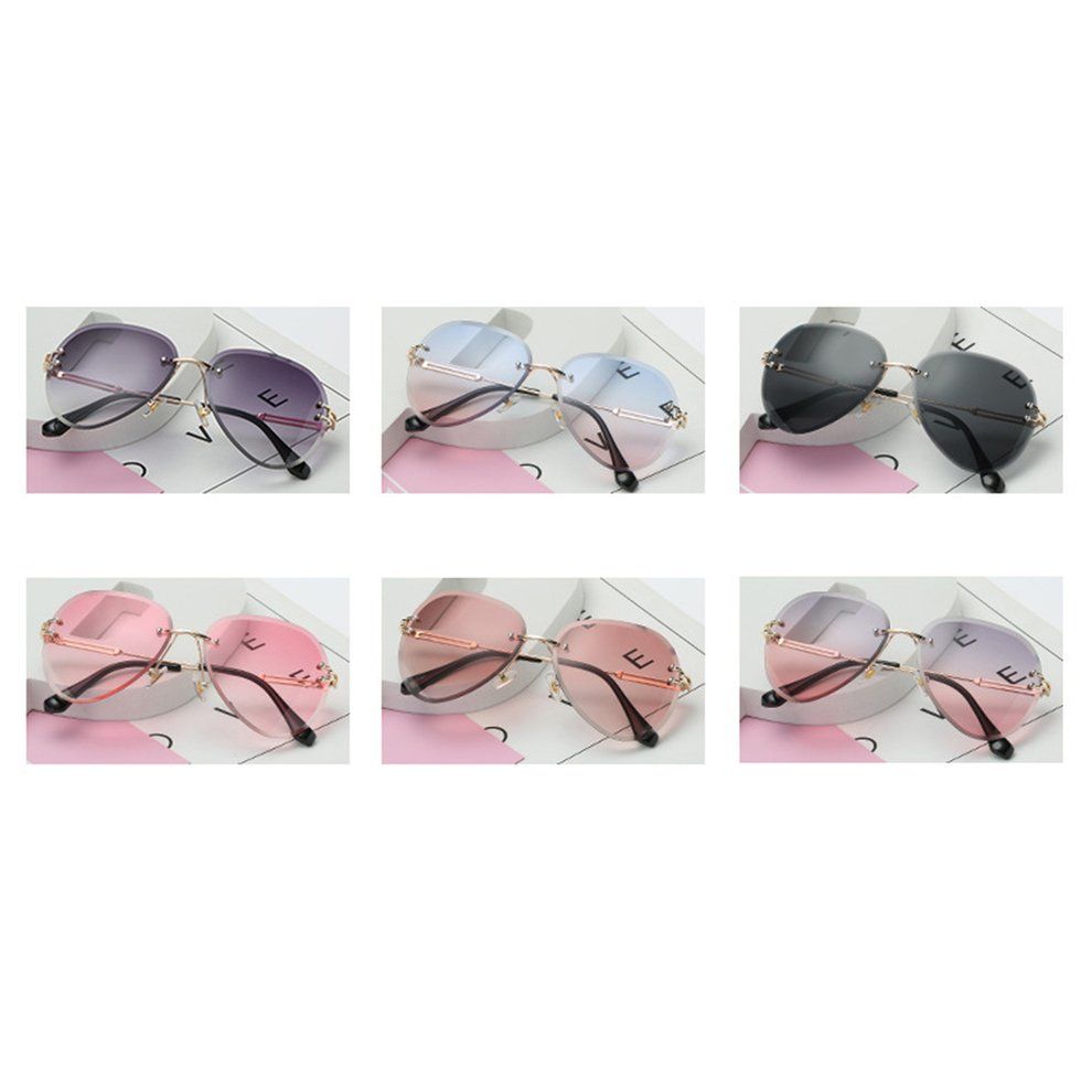 MT Rimless Sunglasses Women Gradient Shades Cutting Lens Ladies   Eyeglasses-Black Ash