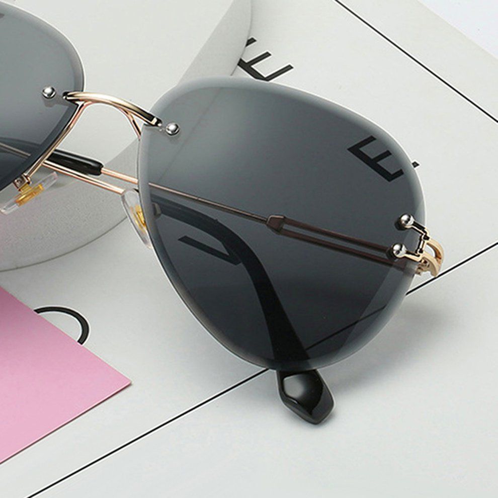 MT Rimless Sunglasses Women Gradient Shades Cutting Lens Ladies   Eyeglasses-Black Ash