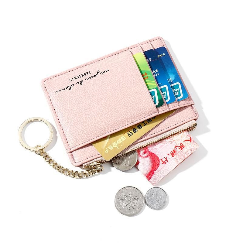 Yueqian Kai New Zipper Ladies Coin Purse Korean Mini Keychain Small Wallet Multi-Card Card Holder Card Bag 928801 black