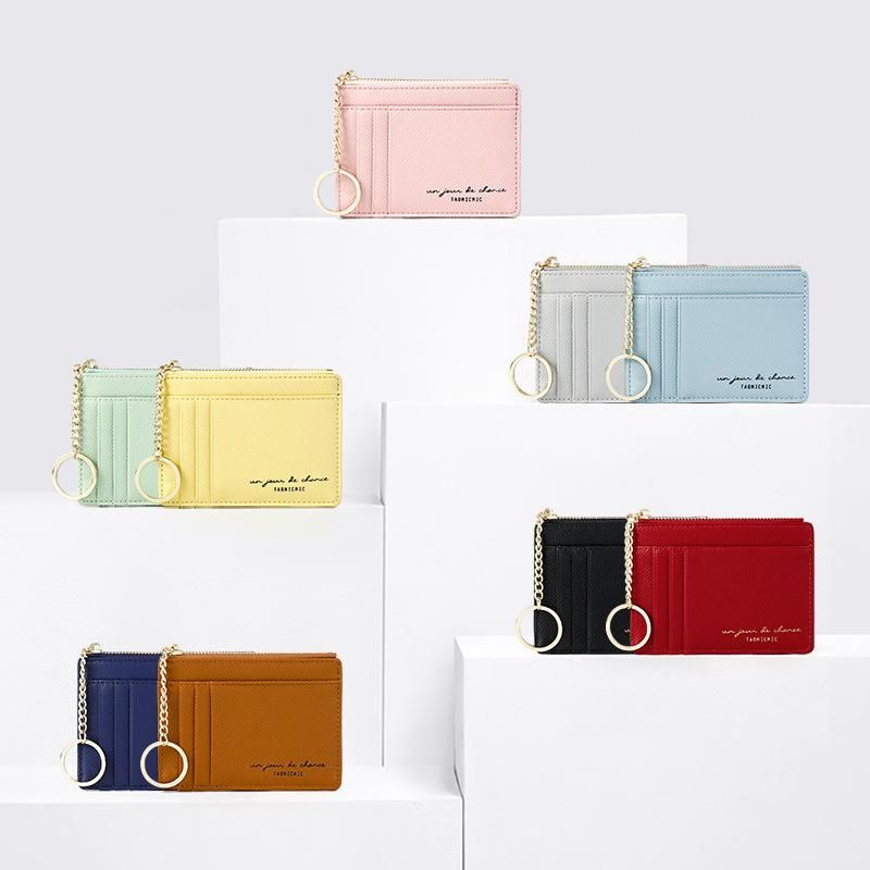 Yueqian Kai New Zipper Ladies Coin Purse Korean Mini Keychain Small Wallet Multi-Card Card Holder Card Bag 928801 black