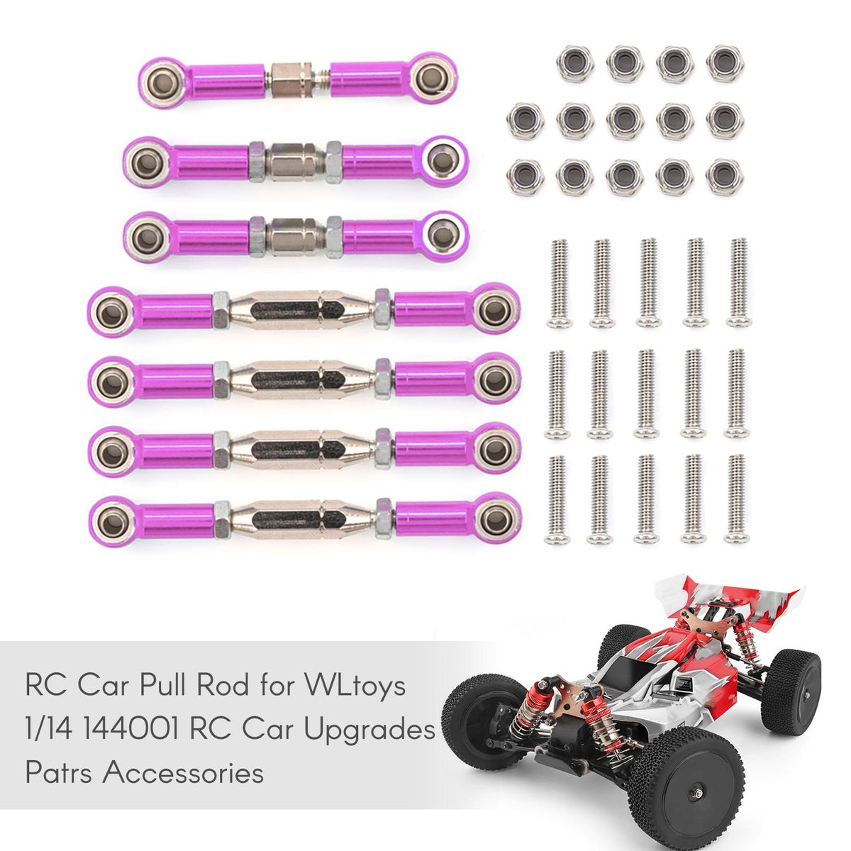 RC Car Pull Rod Aluminum Pull Rod for WLtoys 1/14 144001 RC Car Upgrades Parts Accessories