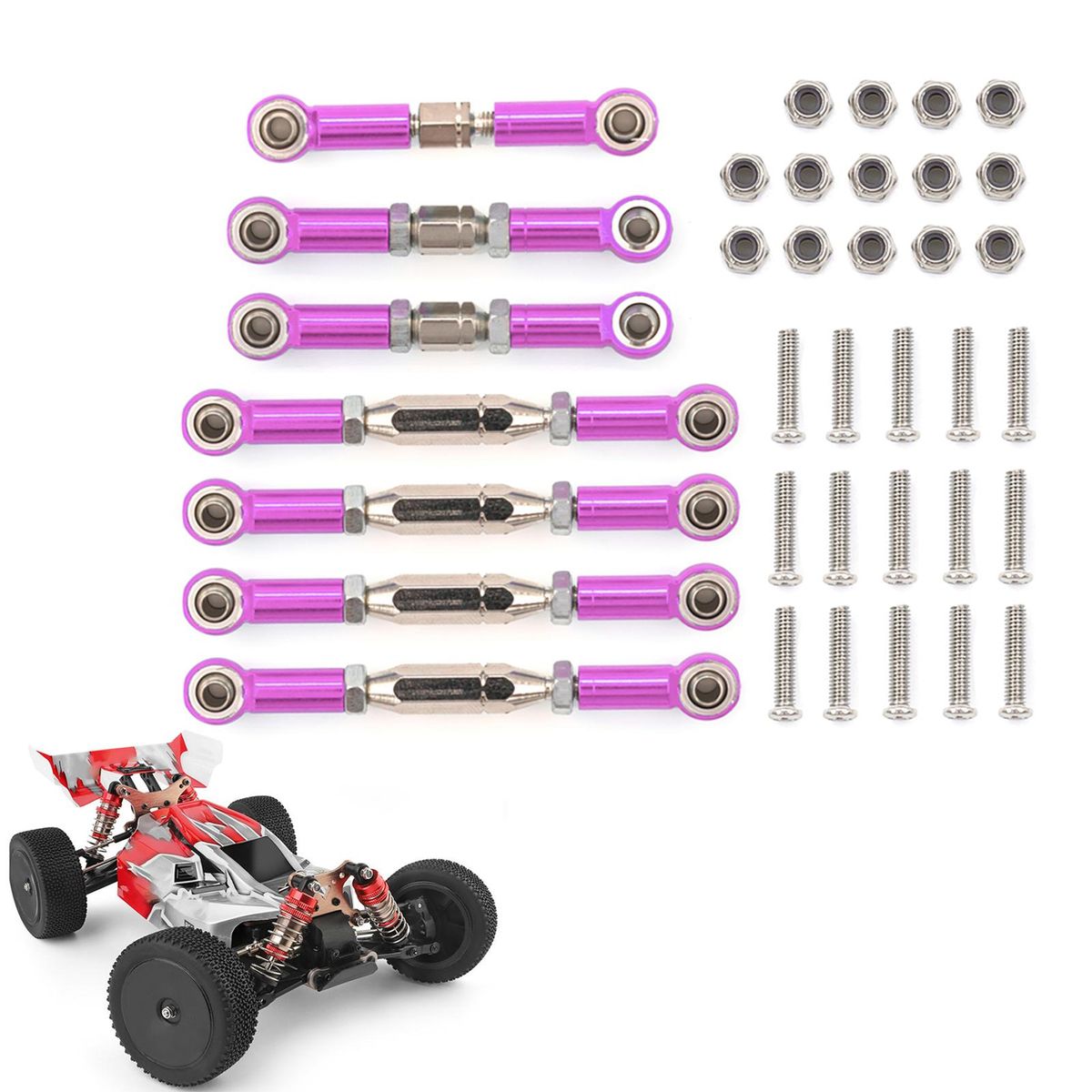 RC Car Pull Rod Aluminum Pull Rod for WLtoys 1/14 144001 RC Car Upgrades Parts Accessories