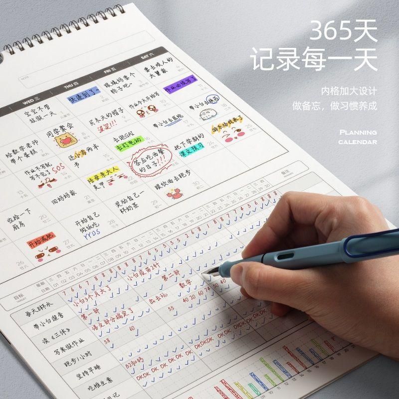 Calendar Schedule Wall Stickers Calendar 2023 Home Self-Discipline Clock-in Wall Hanging Large Notebook Notes Calendar Factory