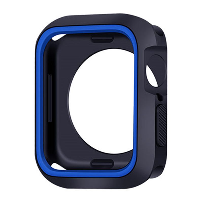 (blue-black)Silicone Case For Apple Watch8 7 6 SE 5 4 3 Plastic Bumper Cover Protection Shell For IWatch Series 40mm 44 Mm 38mm 42mm 45 41mm SHA