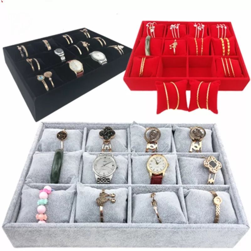 12 Grid Velvet Bracelet Watch Box Storage Display Organizer