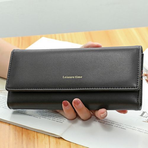 Women's Large Capacity Long Multi Card Slot Wallet - Black