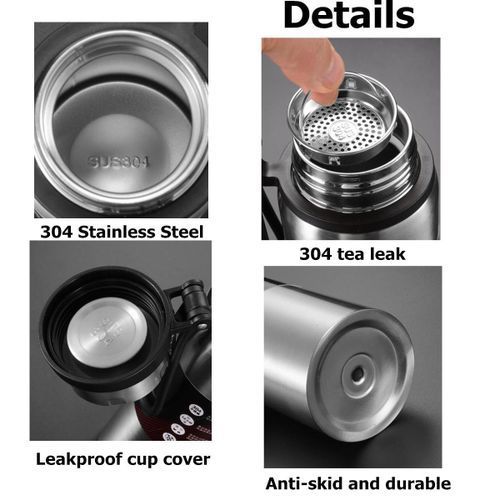 1L Stainless Steel Travel Mug Flask Thermal Hot Water