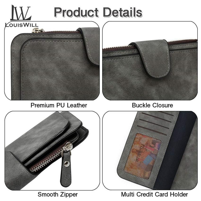 LouisWill Women Fashion Wallet Girls Long PU Leather Hand Bag