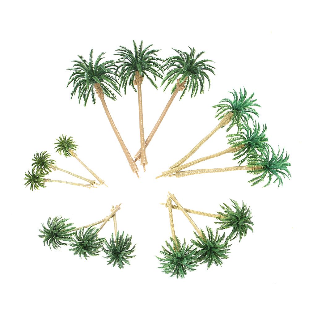 15pcs Miniature Scenery Layout Model Plastic Tree Palm Trees
