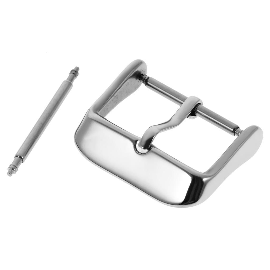 Watch Band Pin Buckle Polished Solid Stainless Steel Wrist Strap Clasp